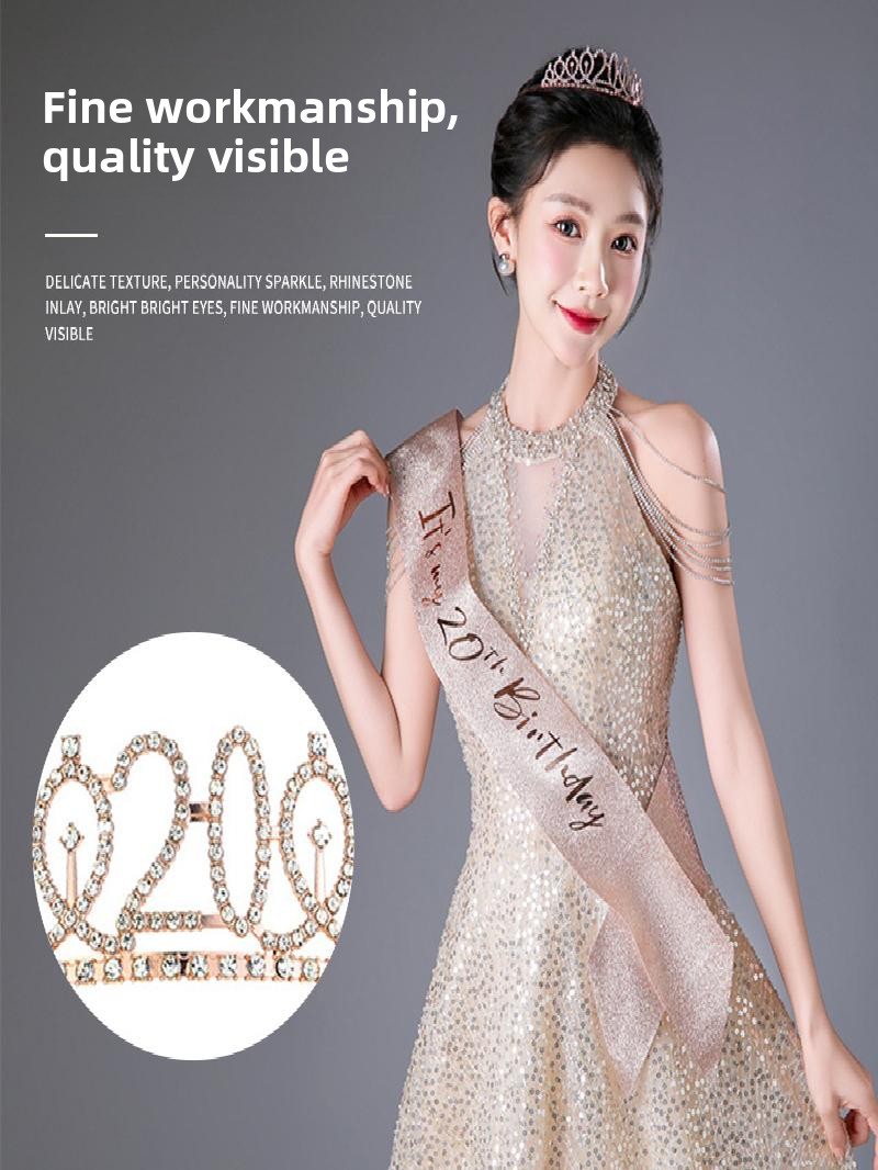Champagne Gold Sparkle Crown S - Birthday Sash Glitter recension och pris
