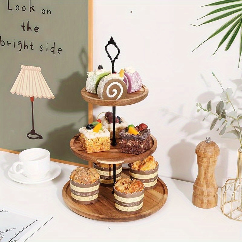 3Tier Cake Stand Acacia Wooden - Cupcake Stand Tier recension och pris