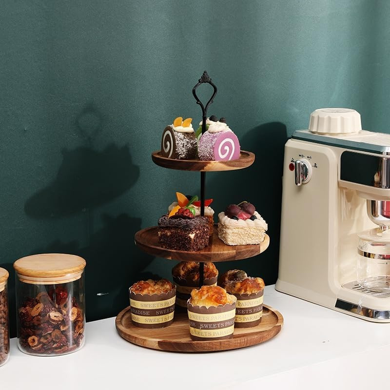 3Tier Cake Stand Acacia Wooden - Cupcake Stand Tier recension och pris