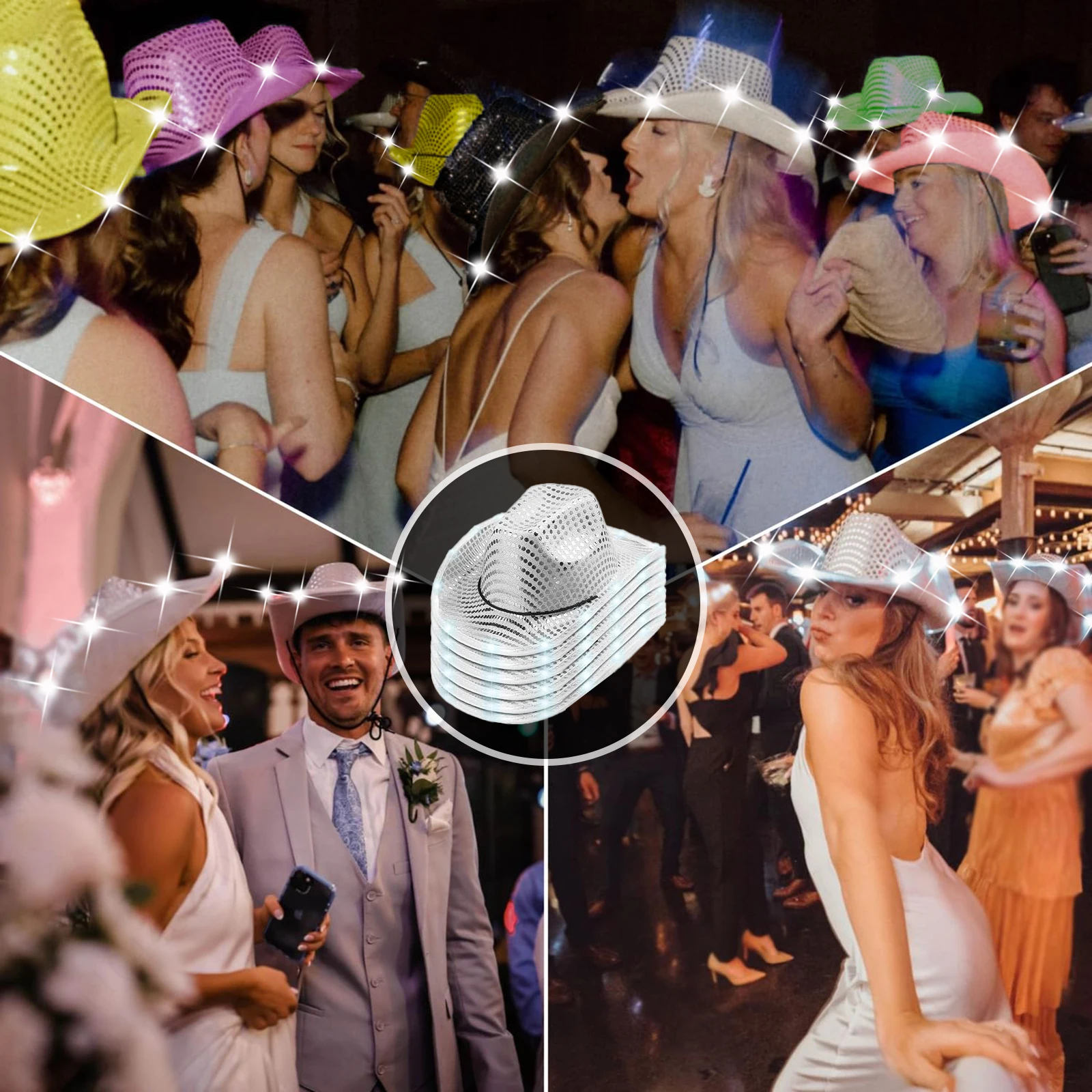4/6/8/10/12/16Pcs LED Cowboy H - Party Hat Cone recension och pris