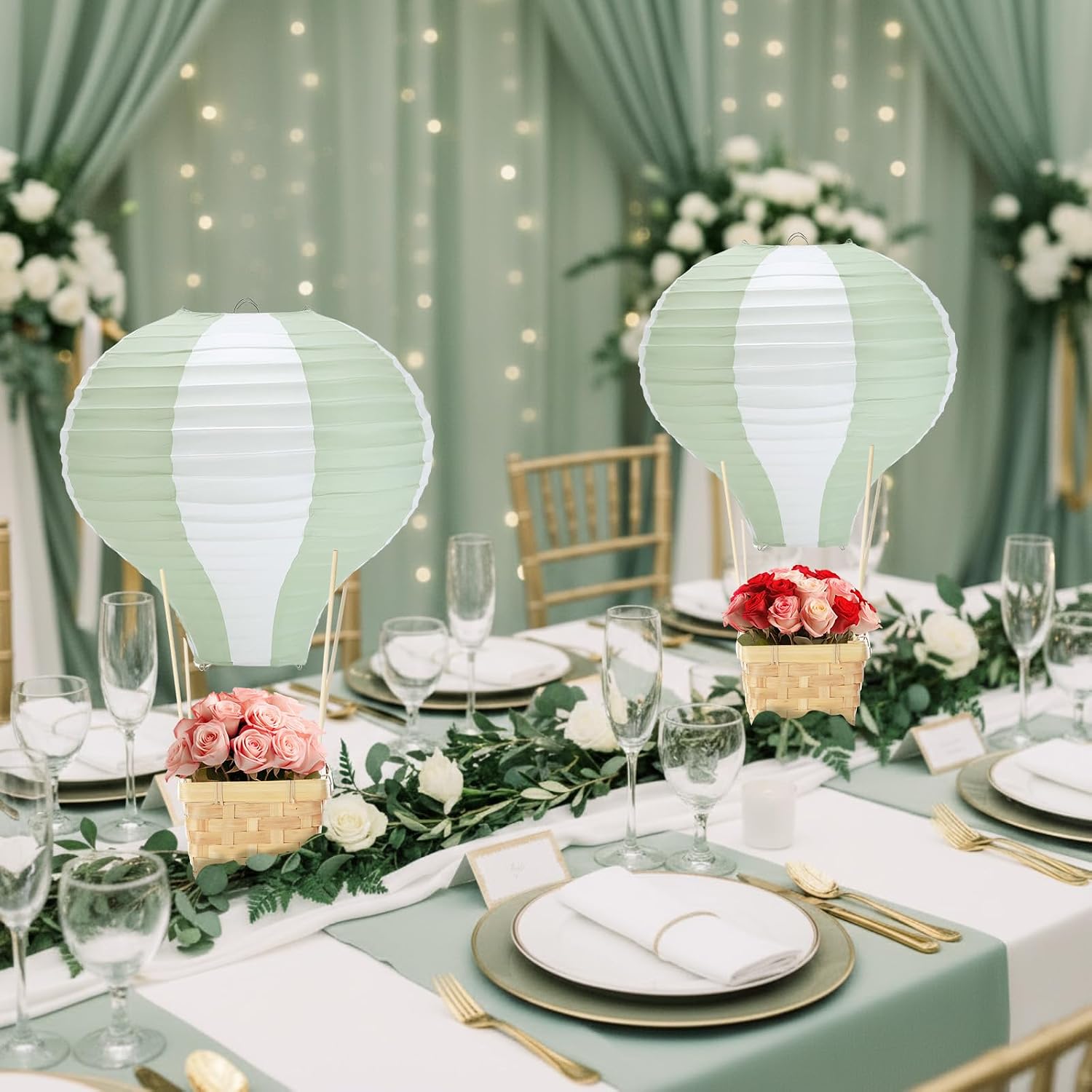 6-24PCS Sage Paper Lanterns Bi - Centerpiece Stick recension och pris