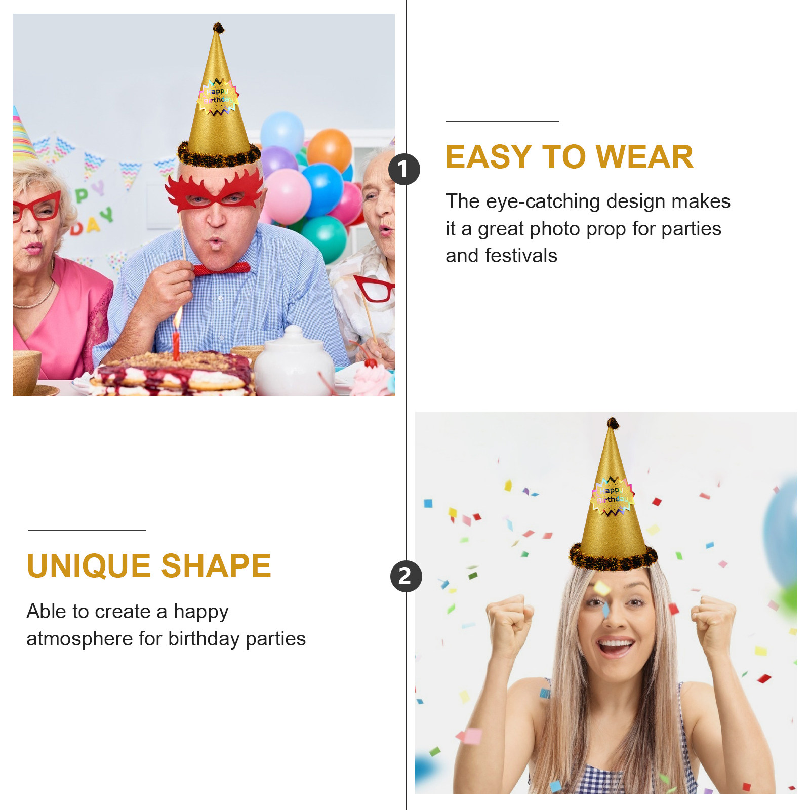 Golden Cone Shaped Party Hat B - Party Hat Cone recension och pris