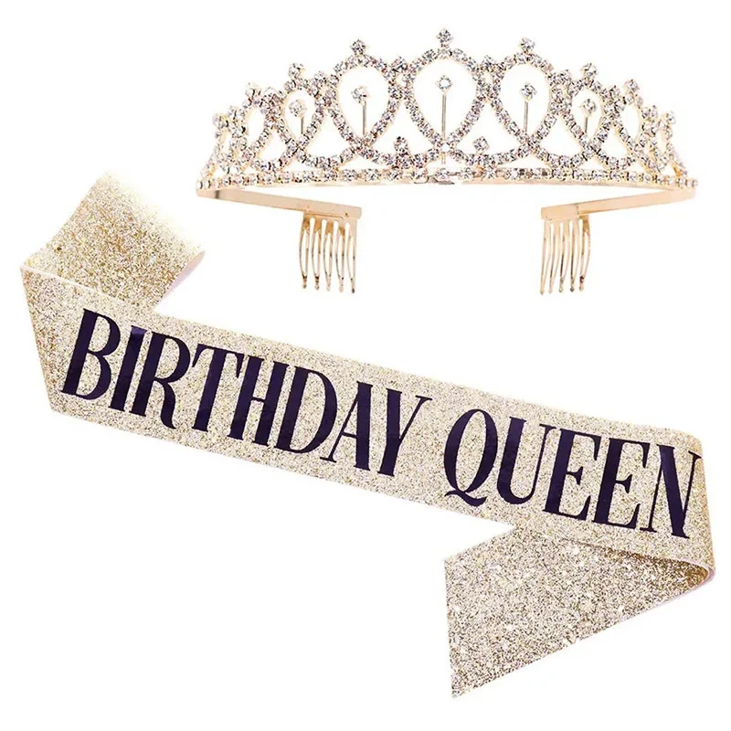 Birthday Queen Crown Girl Wome - Birthday Sash Glitter recension och pris