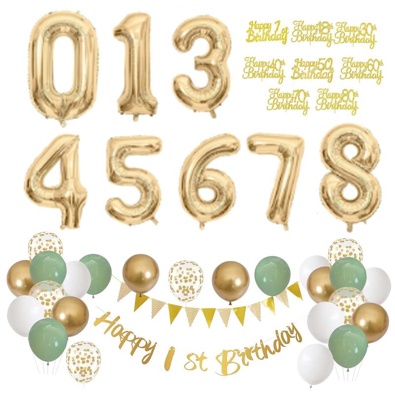 28 Pcs Birthday Decoration Set - Party Banner Gold recension och pris