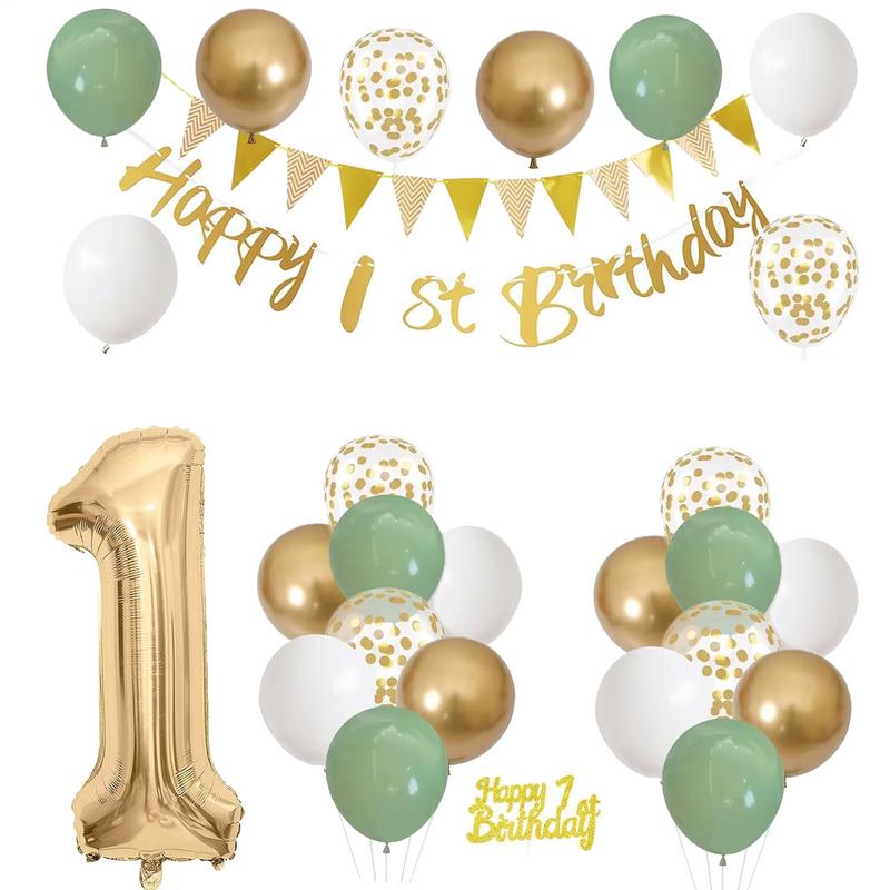28 Pcs Birthday Decoration Set - Party Banner Gold recension och pris