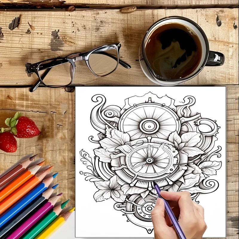 Coloring Book Steampunk Flower - Event Supplies recension och pris