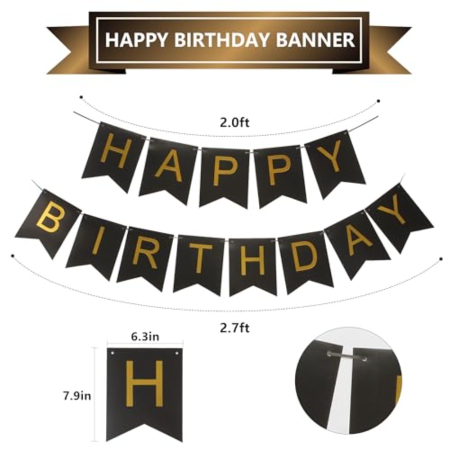 Black and Gold Striped Banner  - Party Banner Gold recension och pris