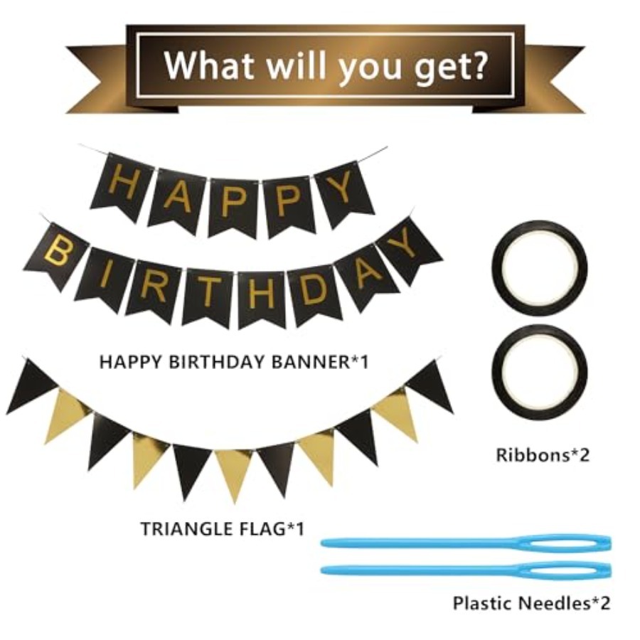 Black and Gold Striped Banner  - Party Banner Gold recension och pris
