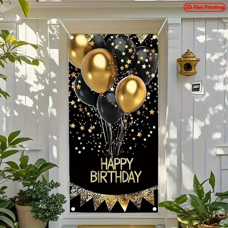 2D Door Banner, 1 Elegant Blac - Party Banner Gold recension och pris
